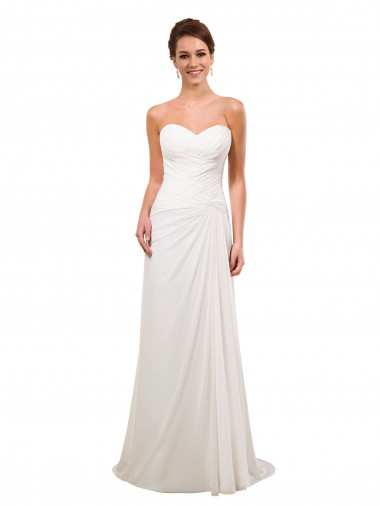 Sleeveless Sweetheart Soft Chiffon Ivory Chapel Train Wedding Gowns London