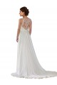 Sleeveless Illusion Neck Soft Chiffon Ivory Sweep Train Boho Wedding Dress London