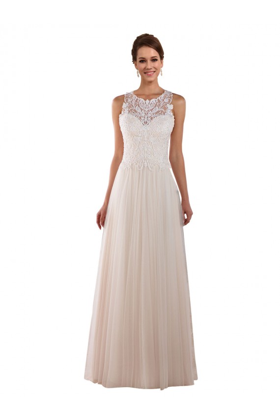 Sleeveless High Neck Tulle & Lace Ivory Chapel Train Boho Wedding Dress London