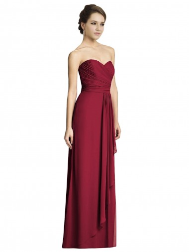 Sleeveless Sweetheart Soft Chiffon Burgundy A-Line Long Formal Dress / Bridesmaid Dress London