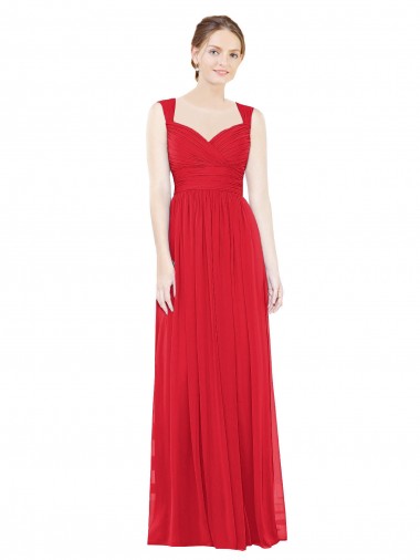 Sleeveless Sweetheart Chiffon Red Long Bridesmaid Dress / Evening Dress London