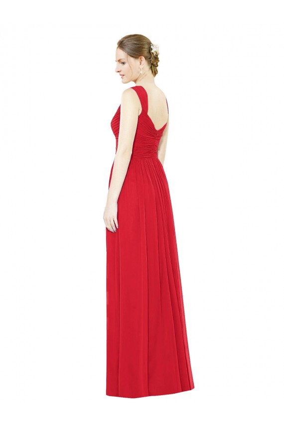 Sleeveless Sweetheart Chiffon Red Long Bridesmaid Dress / Evening Dress London