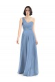 Sleeveless One Shoulder Soft Chiffon Dusty Blue Long Formal Dress / Bridesmaid Dress London