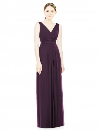 Sleeveless V-Neck Chiffon Grape Long Bridesmaid Dress / Evening Dress London