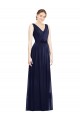Sleeveless V-Neck Chiffon Dark Navy Long Bridesmaid Gowns London