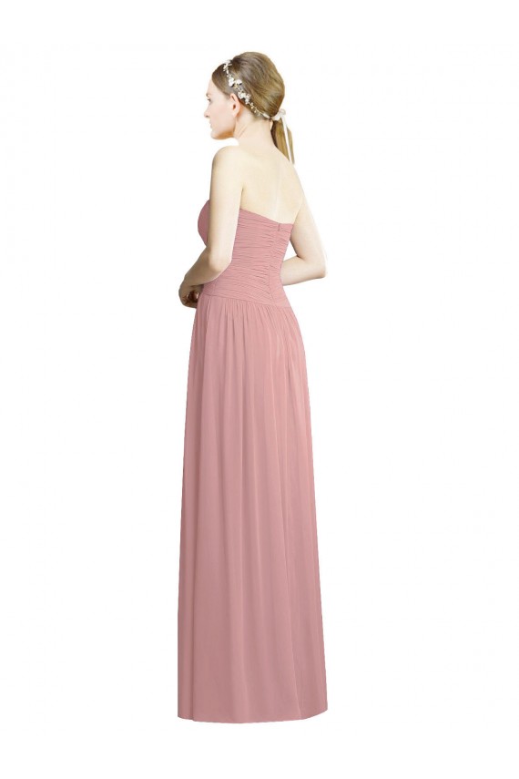 Sleeveless Strapless Chiffon Dusty Pink Long Bridesmaid Dress / Evening Dress London