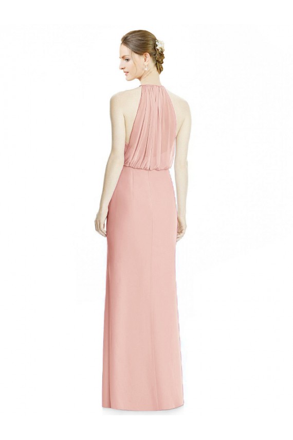 Sleeveless Halter Neck Soft Chiffon Bliss Pink Long Bridesmaid Dress London
