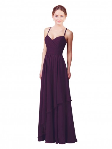 Sleeveless Sweetheart Soft Chiffon Grape Sheath Long Bridesmaid Dress London