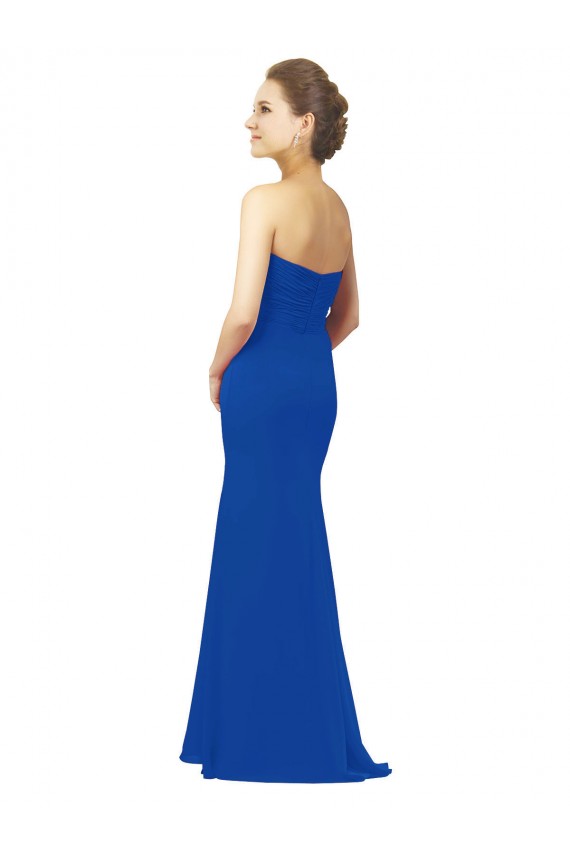 Sleeveless Sweetheart Chiffon Royal Blue Long Bridesmaid Dress / Evening Gowns London