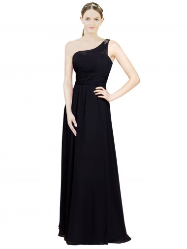 Sleeveless Sweetheart Chiffon Black Long Bridesmaid Dresses London