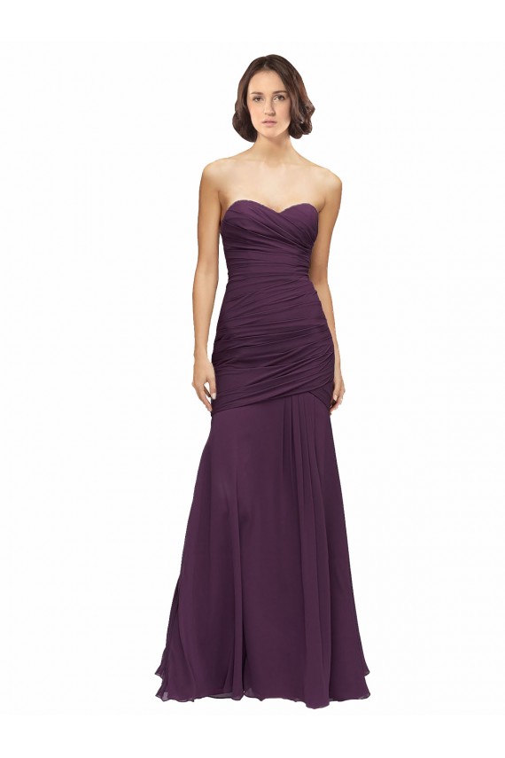 Sleeveless Sweetheart Soft Chiffon Grape Long Bridesmaid Dress London