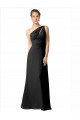 Sleeveless One Shoulder Soft Chiffon Black A-Line Long Bridesmaid Dress London