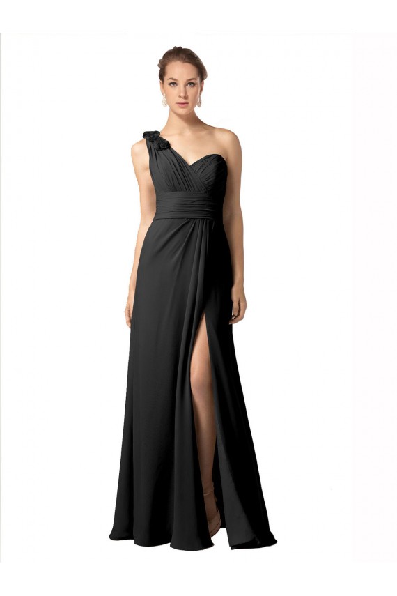 Sleeveless Sweetheart Soft Chiffon Black Long Bridesmaid Dress / Formal Dress London