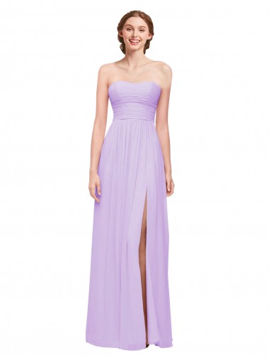 Sleeveless Strapless Soft Chiffon Lilac Long Evening Dress / Bridesmaid Dress London