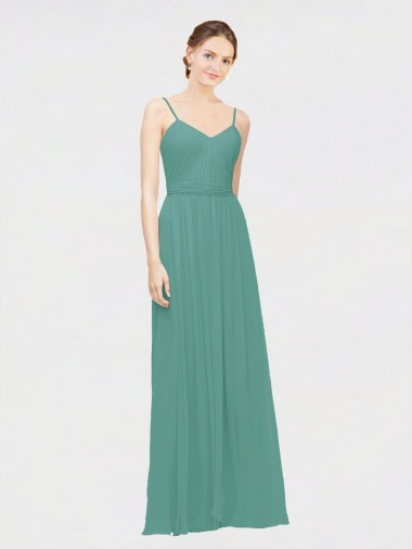 Sleeveless V-Neck Chiffon Icelandic Silver Long Bridesmaid Dress / Evening Dress London