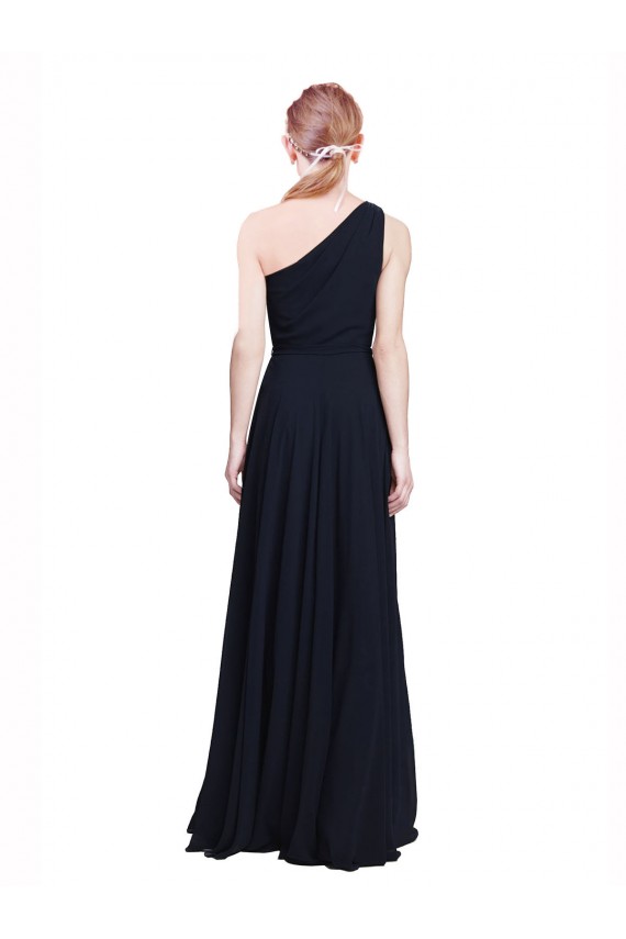 Sleeveless One Shoulder Chiffon Dark Navy Long Bridesmaid Dress / Evening Dress London