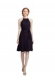 Sleeveless High Neck Soft Chiffon Grape Knee Length Bridesmaid Dress London