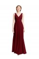 Sleeveless V-Neck Chiffon Burgundy Long Bridesmaid Dress / Evening Gowns London