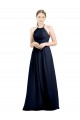 Sleeveless High Neck Soft Chiffon Dark Navy Long Evening Gowns / Bridesmaid Dress London