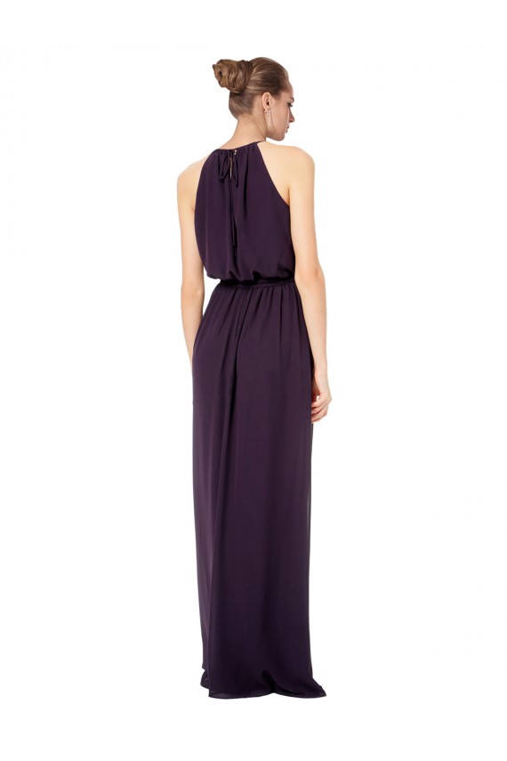 Sleeveless Halter Neck Chiffon Pink Long Bridesmaid Dress London