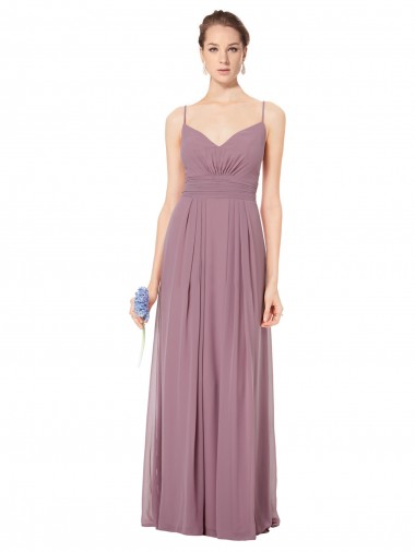 Sleeveless V-Neck Soft Chiffon Pink Long Bridesmaid Gowns London