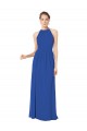 Sleeveless Halter Neck Chiffon Royal Blue Long Bridesmaid Dress / Evening Dress London
