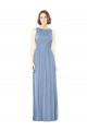 Sleeveless Bateau Neck Soft Chiffon Dusty Blue Long Bridesmaid Dress London