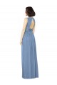 Sleeveless Bateau Neck Soft Chiffon Dusty Blue Long Bridesmaid Dress London
