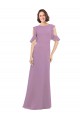 Cold Shoulder High Neck Soft Chiffon Dark Lavender Long Bridesmaid Dresses London