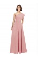 Sleeveless One Shoulder Chiffon Bliss Pink Long Bridesmaid Dress / Evening Dress London