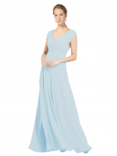 Sleeveless V-Neck Soft Chiffon Sea Glass Long Bridesmaid Dress London