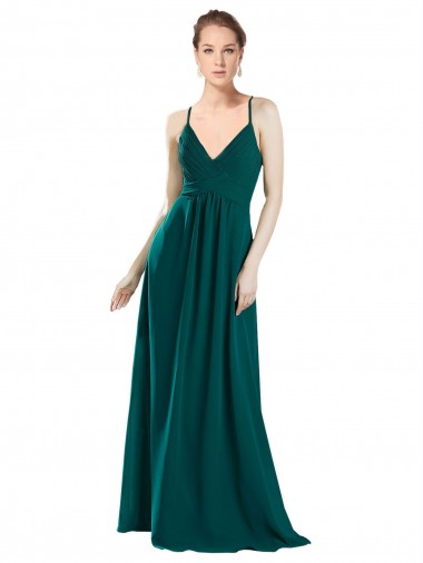 Sleeveless V-Neck Chiffon Hunter Long Bridesmaid Dress / Evening Dress London