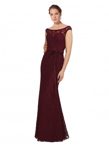Cap Sleeves Bateau Neck Soft Chiffon Burgundy Gold Long Bridesmaid Dress London