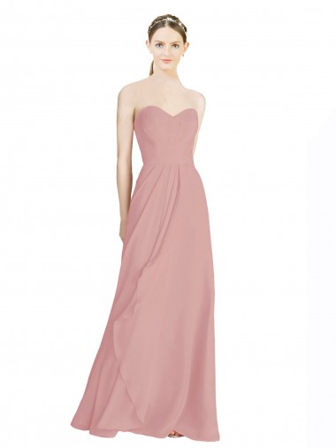 Sleeveless Sweetheart Soft Chiffon Dusty Pink Long Bridesmaid Dress / Formal Dress London