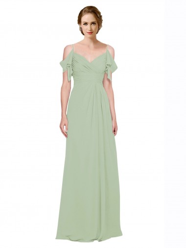Sleeveless Sweetheart Lxue Chiffon Smoke Green Long Bridesmaid Dress London