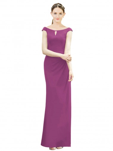 Sleeveless High Neck Soft Chiffon Wild Berry Long Bridesmaid Dress London