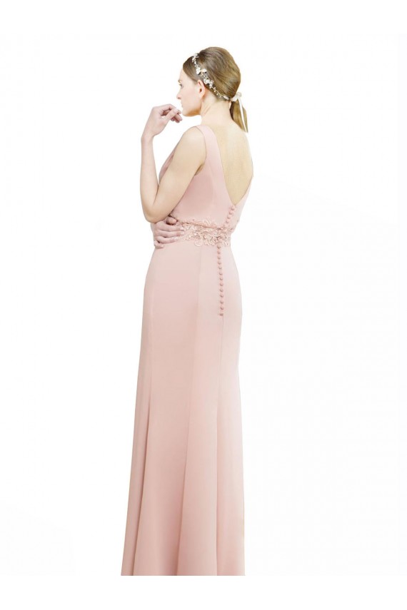 Sleeveless High Neck Soft Chiffon Bliss Pink Long Bridesmaid Dress London