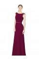 Sleeveless High Neck Soft Chiffon Burgundy Long Bridesmaid Dress London