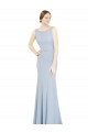 Sleeveless High Neck Soft Chiffon Light Sky Blue Long Bridesmaid Dress London