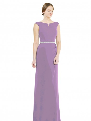 Sleeveless High Neck Soft Chiffon Dark Lavender Long Formal Dress / Bridesmaid Dress London