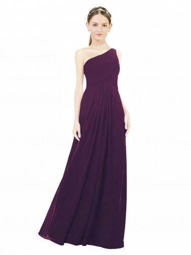 Sleeveless One Shoulder Chiffon Grape Long Bridal Party Dress / Evening Dress London