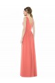 Sleeveless V-Neck Soft Chiffon Coral A-Line Long Bridesmaid Dress London
