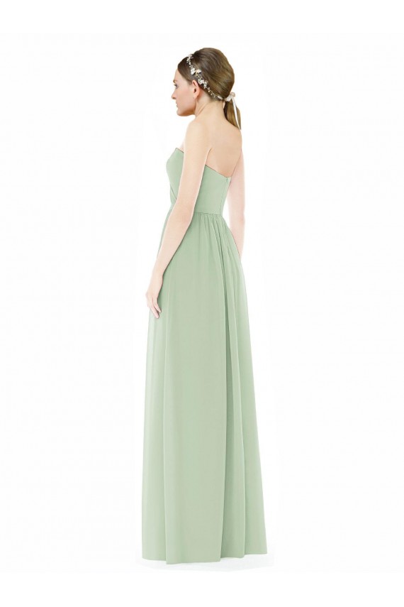 Sleeveless Strapless Soft Chiffon Sage Long Semi Formal Evening Dress / Bridesmaid Dress London