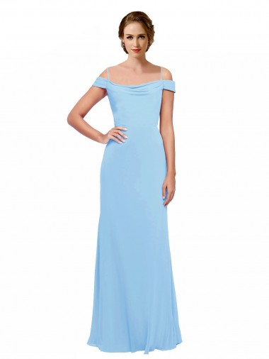 Sleeveless Spaghetti Straps Soft Chiffon Periwinkle Long Bridesmaid Dress London