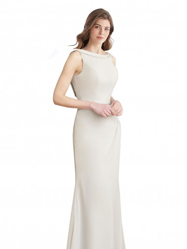 Sleeveless High Neck Soft Chiffon & Satin Long Bridesmaid Dress London