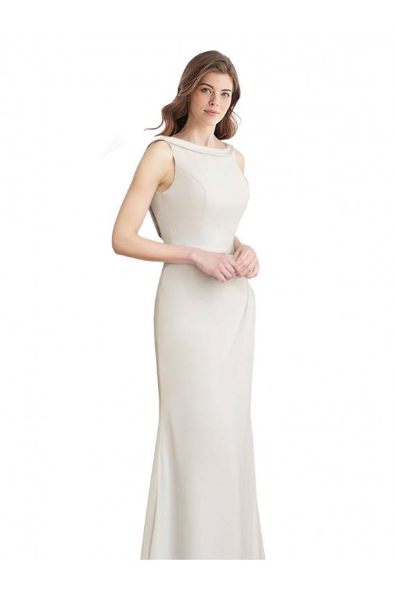 Sleeveless High Neck Soft Chiffon & Satin Long Bridesmaid Dress London