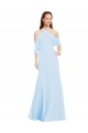 Cold Shoulder Halter Neck Soft Chiffon Light Sky Blue Long Formal Dress / Bridesmaid Dress London