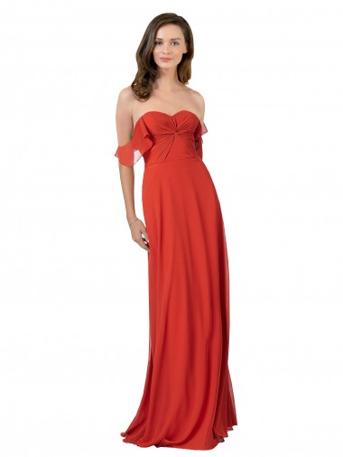 Sleeveless Strapless Soft Chiffon Red Long Bridesmaid Dress London