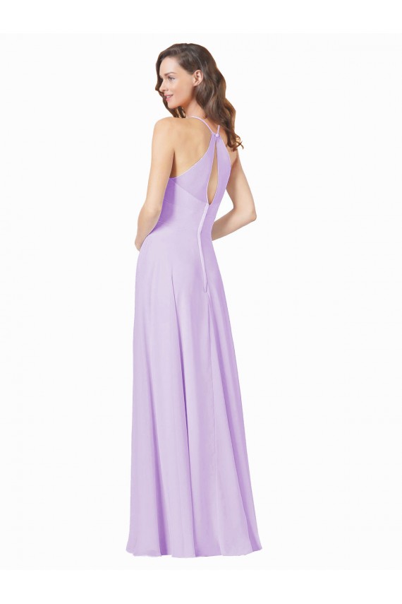 Sleeveless Square Neck Soft Chiffon Lilac Long Bridesmaid Gown London