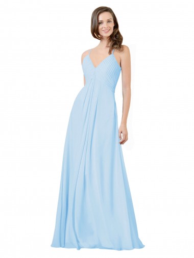 Sleeveless V-Neck Chiffon Light Sky Blue Long Formal Dress / Bridesmaid Dress London